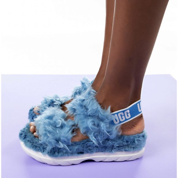 UGG Shoes - New NWoT UGG Women's FLUFF SUGAR SANDAL Blue Slipper Slide READ DESCRIPTION!